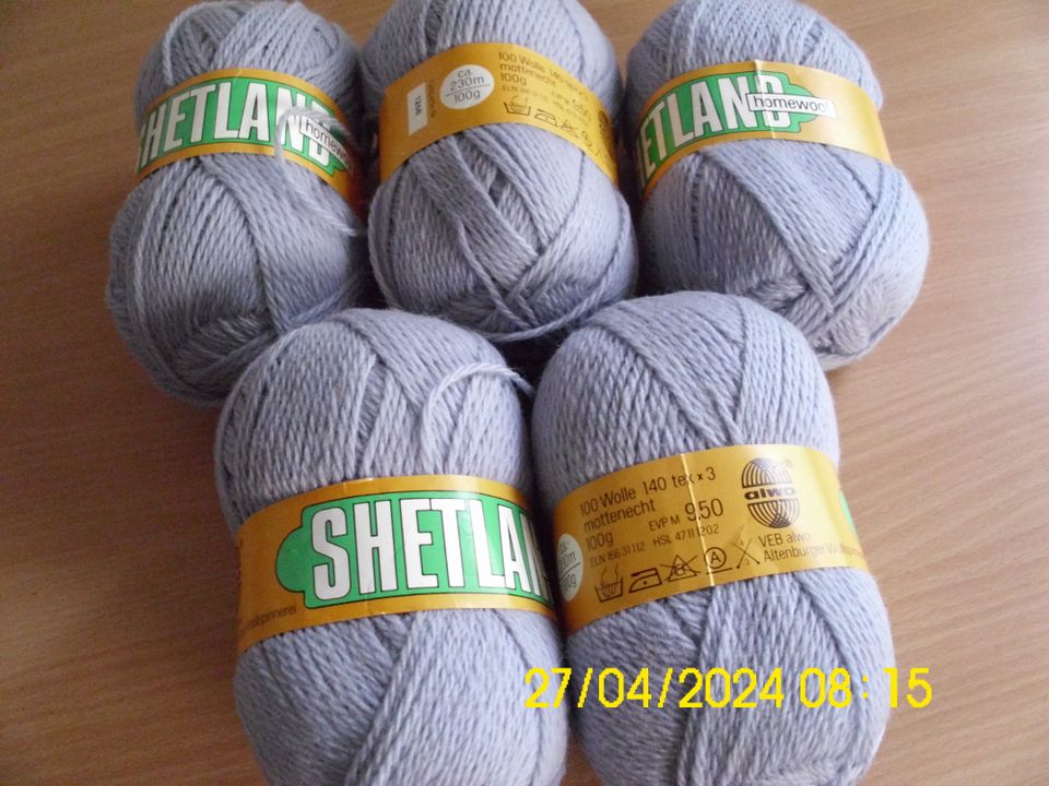 DDR-Wolle "Shetland", VEB ALWO, 500g, blaugrau, in Schwichtenberg