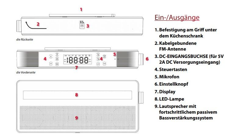 Küchenradio Unterbau mit UKW,BT, Freisprech und LED-Leuchte in Reinsdorf