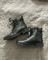 Stiefeletten Leder schwarz 38 mit Schnalle Schnürstiefeletten Niedersachsen - Laatzen Vorschau