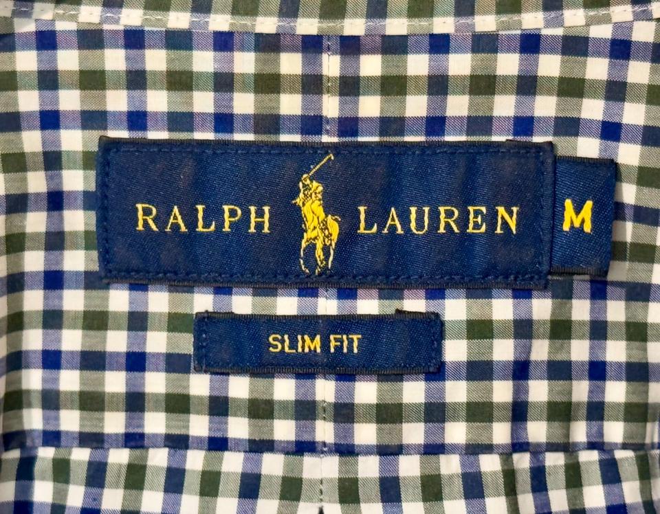 Ralph Lauren Hemd Kariert Blau Grün Gr M Slim Fit w Custom in Konstanz