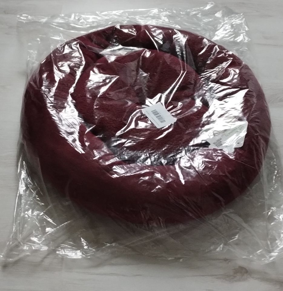 Hundebett Katzenbett, Plüsch Samt Donut Bordeaux Topmast 52 cm in Sögel