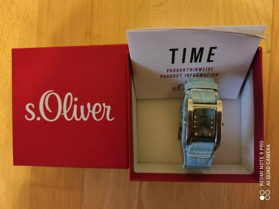 S. Oliver Damen Armbanduhr neuwertig blau Uhr mit Lederarmband in München