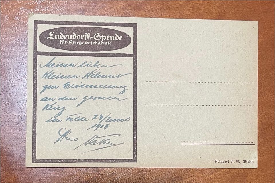1. Weltkrieg Ludendorff ohne Opfer kein Sieg! Postkarte Foto in Schwerin