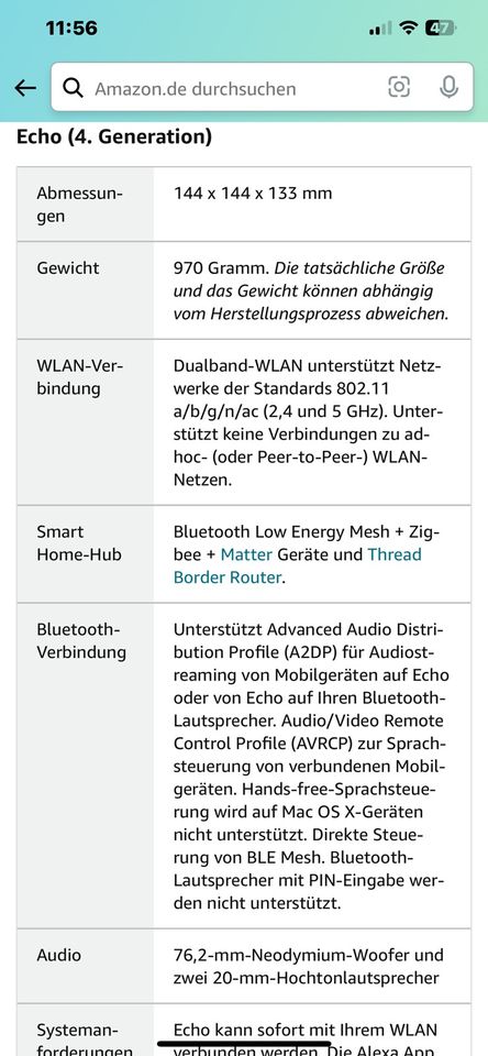 Amazon Alexa Echo 4. Generation *wie neu* weiß in Peine