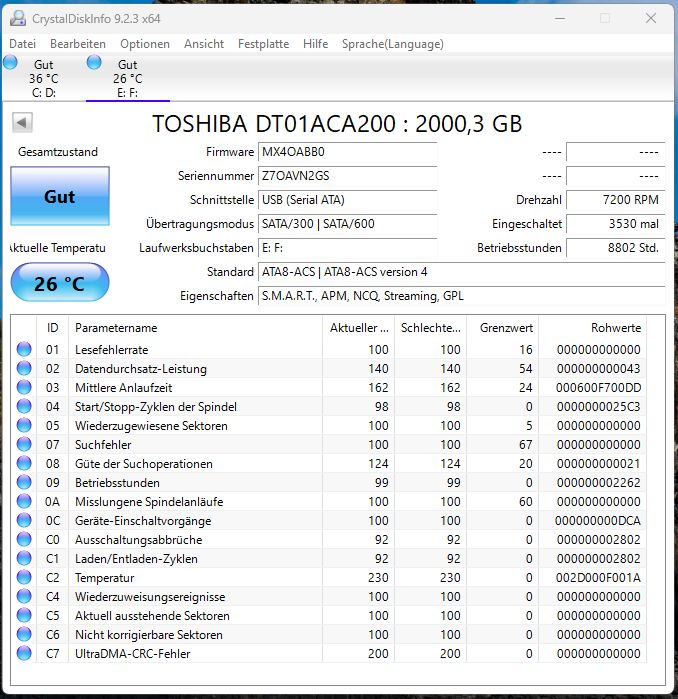 Toshiba Festplatte 2 TB SATA DT01ACA200 in Bochum