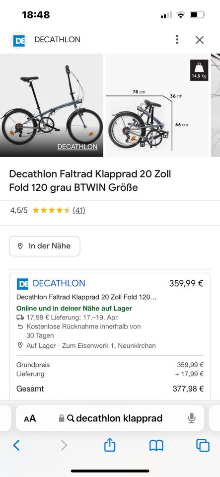 Klapprad Decathlon in Idar-Oberstein