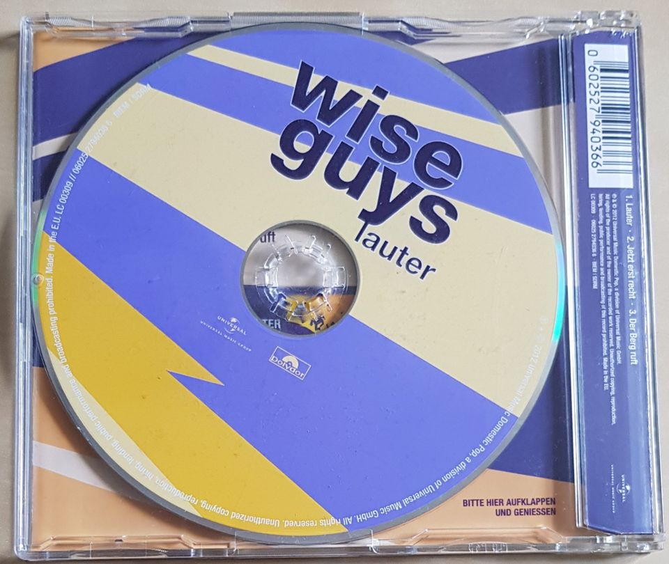 CD Wise Guys lauter Single - Jetzt erst recht - Der Berg ruft in Saarbrücken