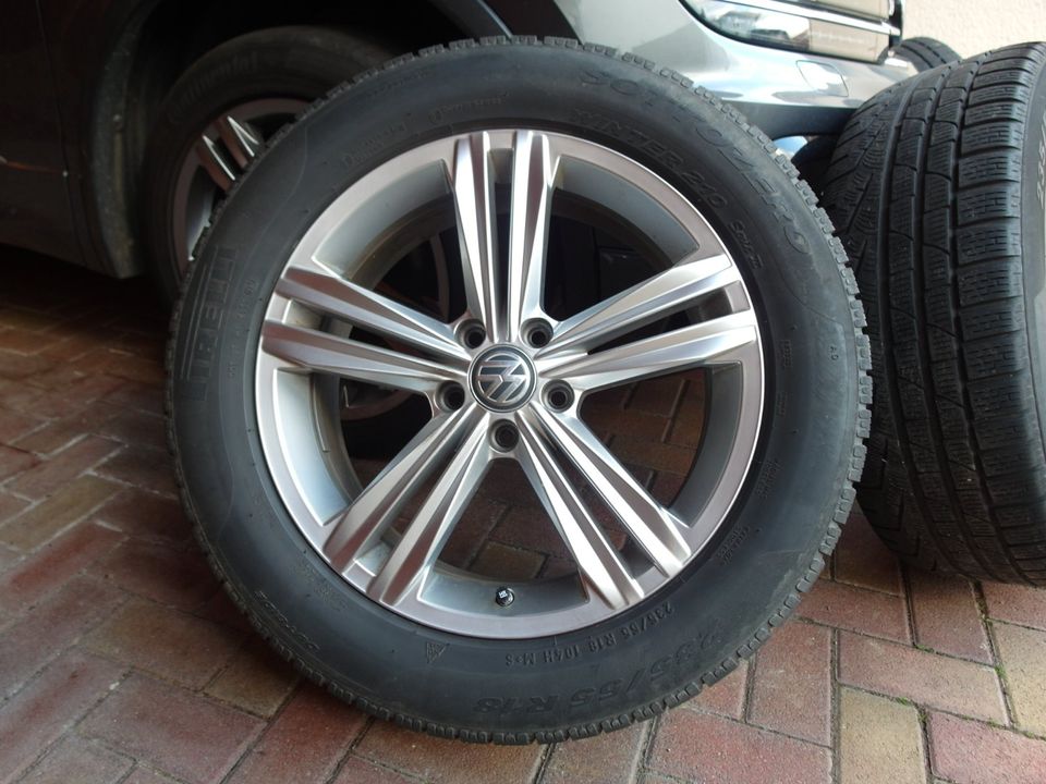 VW Tiguan 4 Alufelgen mit Pirelli Winter Reifen 235/55-R18 104H in Bingen