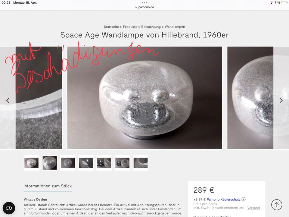 Deckenlampe, Design: Hillebrand, Space Age, Mid Century, selten in Essen