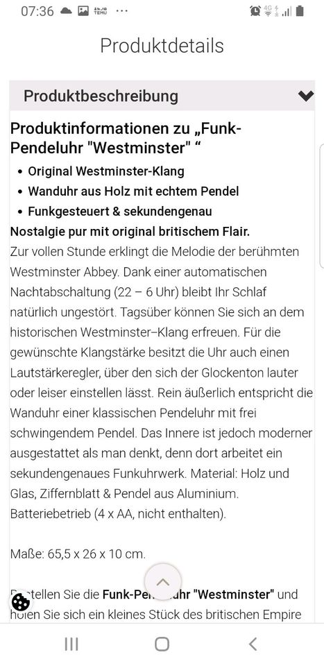 Pendeluhr Westminster Funkuhr top erhalten in Hansestadt Seehausen