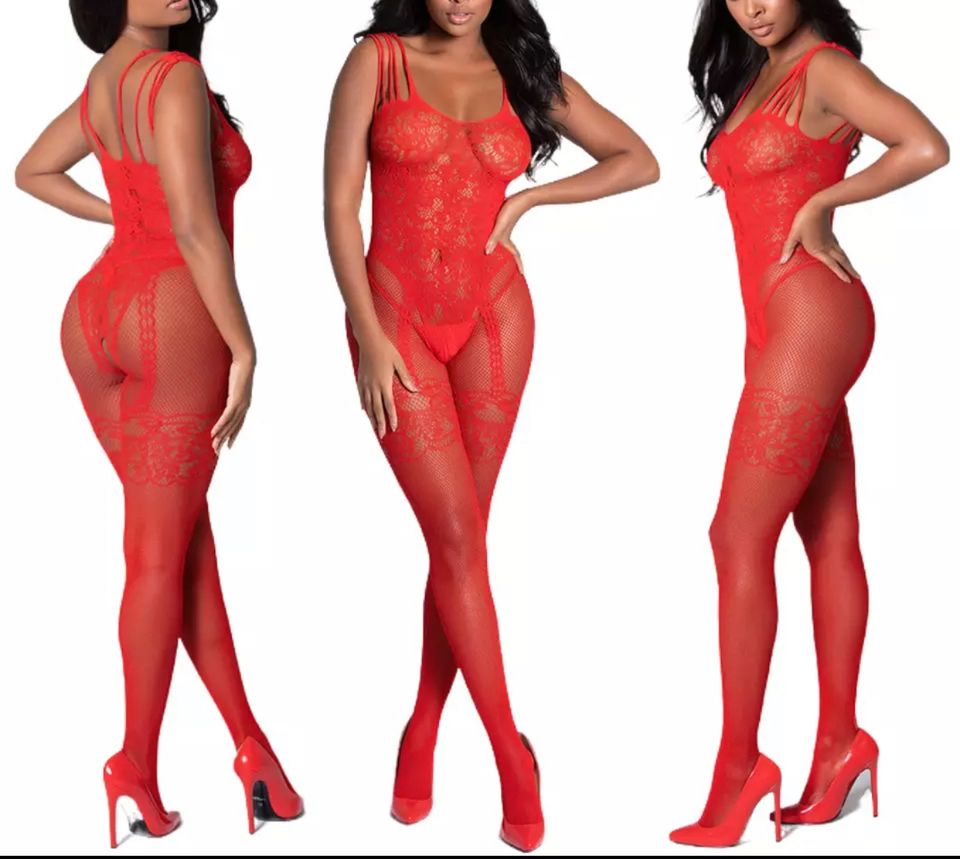 Bodystocking ouvert Straps Pofrei Dessous Catsuit Reizwäsche Netz in Essen