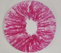 Rundes Acrylbild auf Leinwand in Weiß und Pink in Pouring-Technik Nordrhein-Westfalen - Eitorf Vorschau