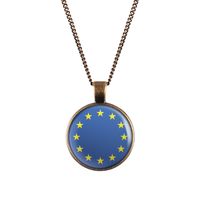 Europa Kette - Bronze Vintage Halskette mit Flagge Fahne EU Hessen - Trendelburg Vorschau