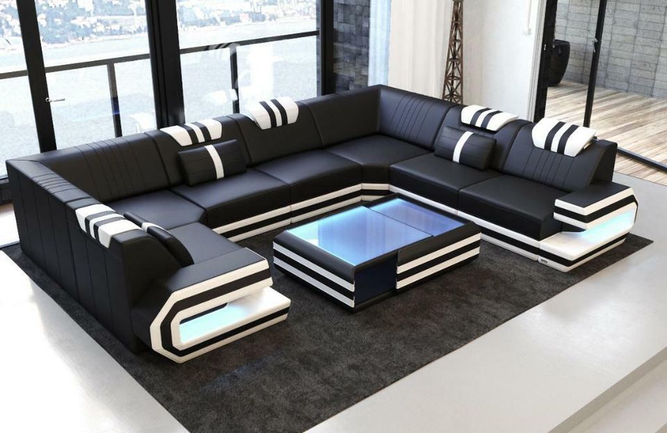 Sofa Couch Wohnlandschaft RAGUSA U Form mit LED Beleuchtung in Berlin