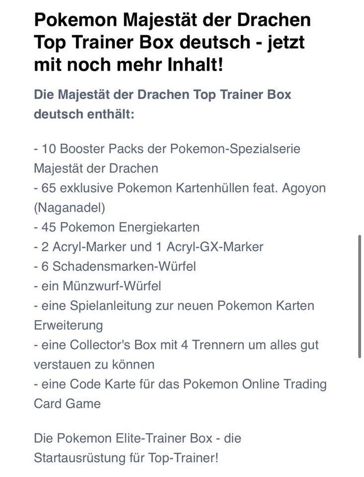 Pokemon Majestät der Drachen Box Top-Trainerbox GX 2018 in Köln
