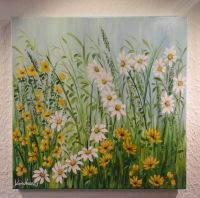 Hand gemalt Leinwand Bild Sommer Blumen Blüte Wiese Acrylbild NEU Nordrhein-Westfalen - Bünde Vorschau