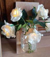 Led Deko Blumen Arrangement Rose Glas Weis Dekoration Bayern - Plattling Vorschau