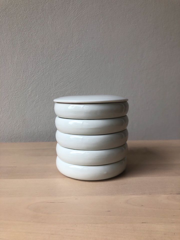 Palette Misch-Schalen Set / Misch-Tray rund Keramik weiß in Kinderhaus