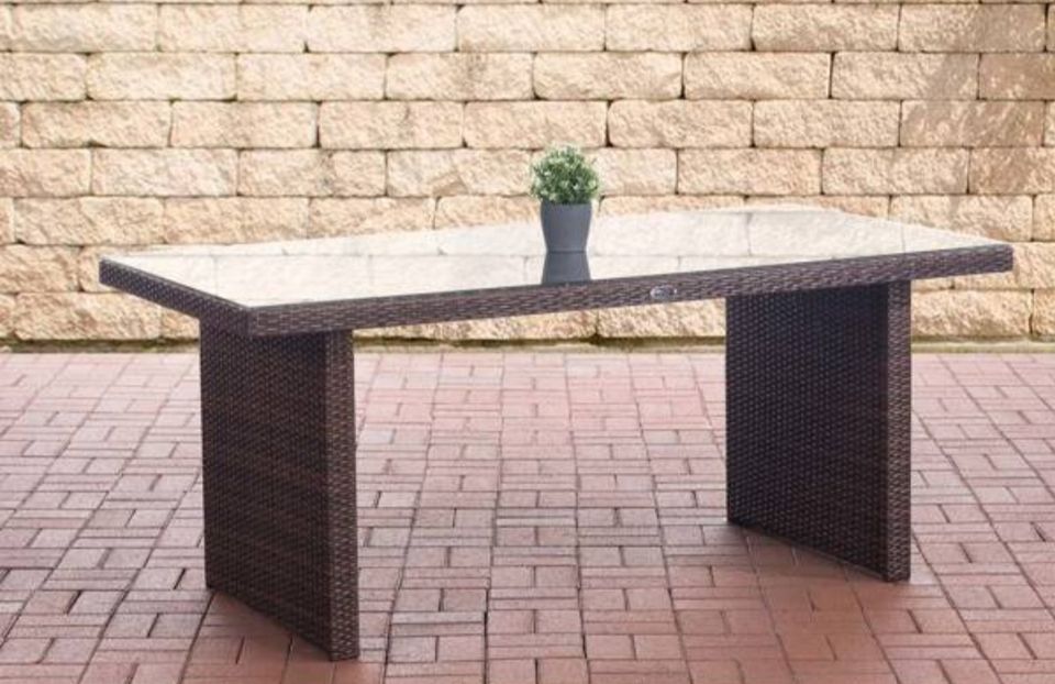 SALE: Rattan-Tisch mit Glasplatte L180xB90xH74cm, Neu in Detmold