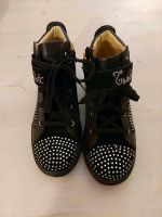 *Twin-Set*Sneaker 37 Schwarz Leder Glitzer Strass Gold Details Bayern - Pommelsbrunn Vorschau