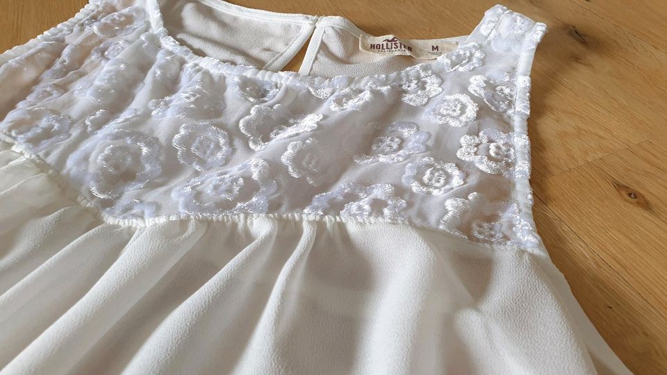 Hollister Bluse S/36 weiß Spitze Chiffon Volants in Steinfurt