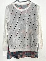 Desigual Oberteil Strick Pullover weiß mit buntem Muster, M Baden-Württemberg - Pfinztal Vorschau