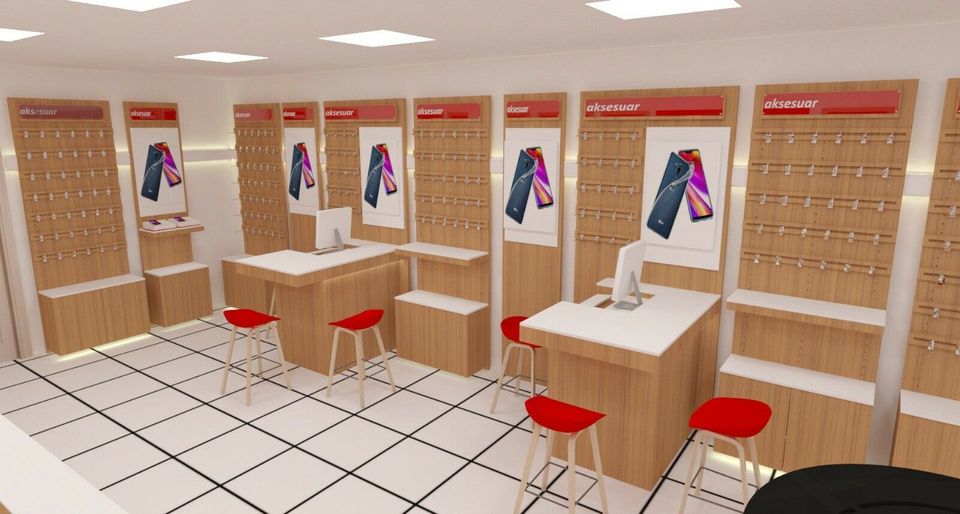 Vodafone Shop Möbel individuelle Möbel Herstellung 3D Plan in Fuessen