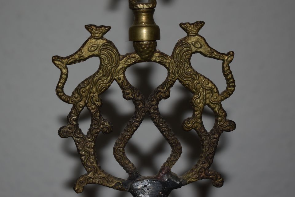 Antike Öllampe - Ritter, Löwen, Seepferdchen 73cm Petroleumlampe in Vorwerk bei Tarmstedt