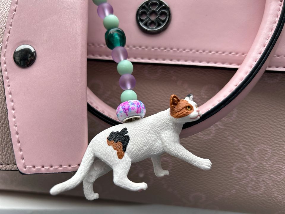 Schleich Katze Schlüsselanhänger Anhänger Tasche Handgemacht in Haan