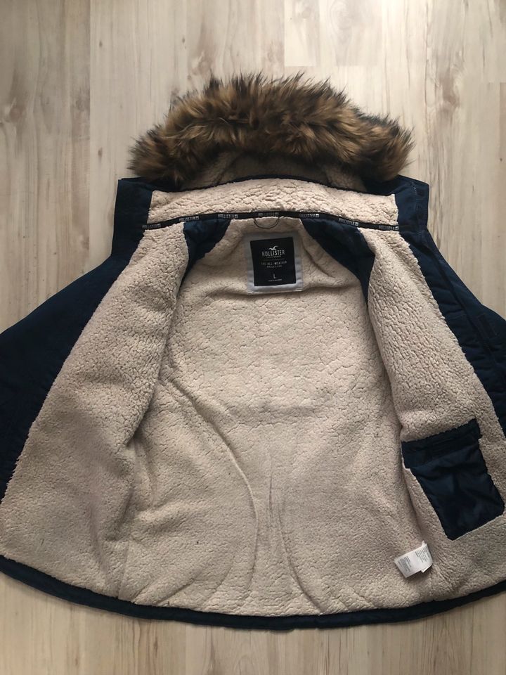 Hollister Parker Jacke Winterjacke L blau + Hoodie + Mütze in Düsseldorf