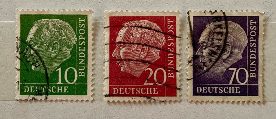 Theodor Heuss Briefmarken 10/20/70 Pfennig, gestempelt in Dortmund