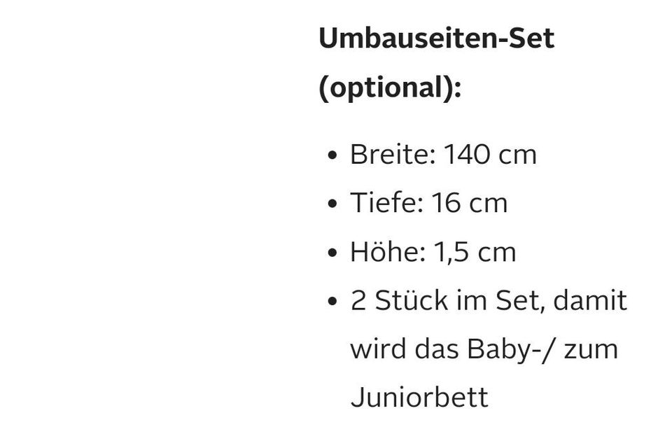 Verkaufe Babybett umbaubar in Juniorbett in Userin