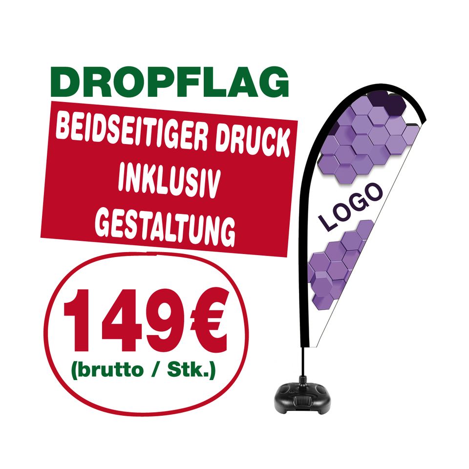 Drop-Flags | beidseitiger Druck -47% gespart! in Hamburg