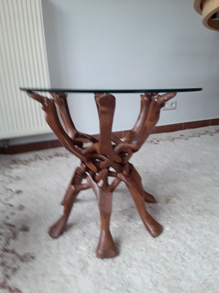 Beistelltisch, orientalisch, Holz, H 46 cm, 55 cm Durchmesser in Barmstedt