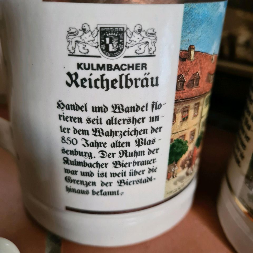 Bierkrug Schnapskrug Hofbräuhaus Kulmbach Reichelbräu Schinkenh. in Hessisch Lichtenau