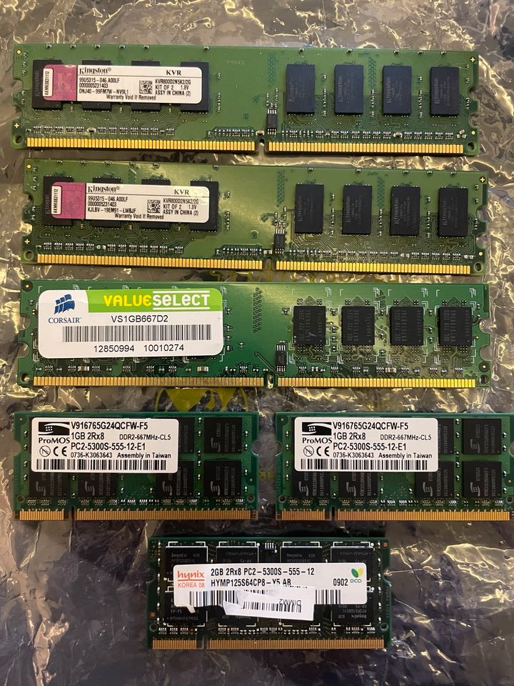 Diverse DDR2 RAM Riegel DIMM und SO-DIMM 1GB 2GB in Dettenhausen