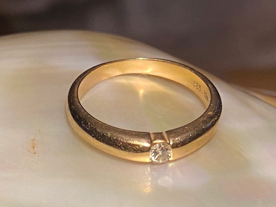 Brillantring Diamantring 585 Gelbgold Solitär Diamant 0,1 ct in Leipzig