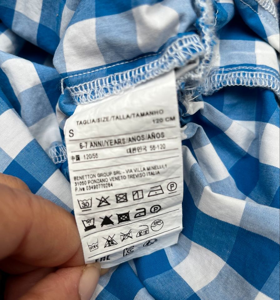 Benetton Mädchenkleid, blau-weiß kariert, S, 120 in Elztal