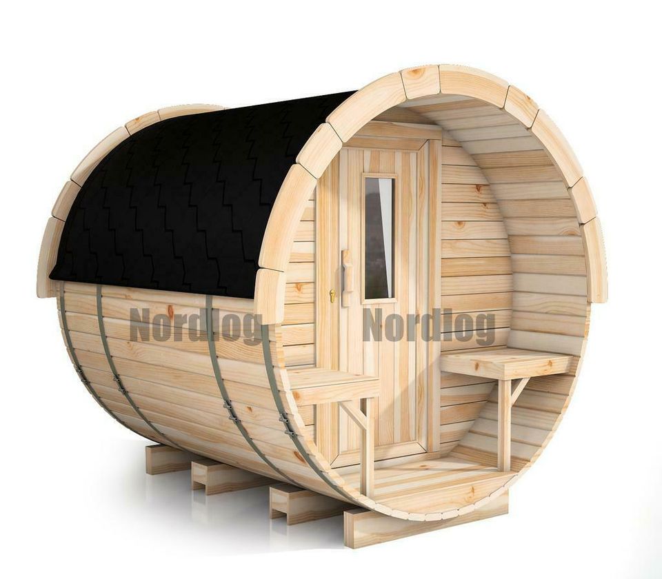 NordLog Fasssauna Ø 1,97 x L 2,4 m Gartensauna Tonnensauna Sauna in Hamburg