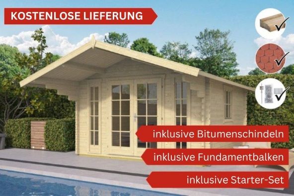 Gartenhaus Sören 44 mit Fracht, Bitumenschindeln,Fundamentbalken in Sulingen