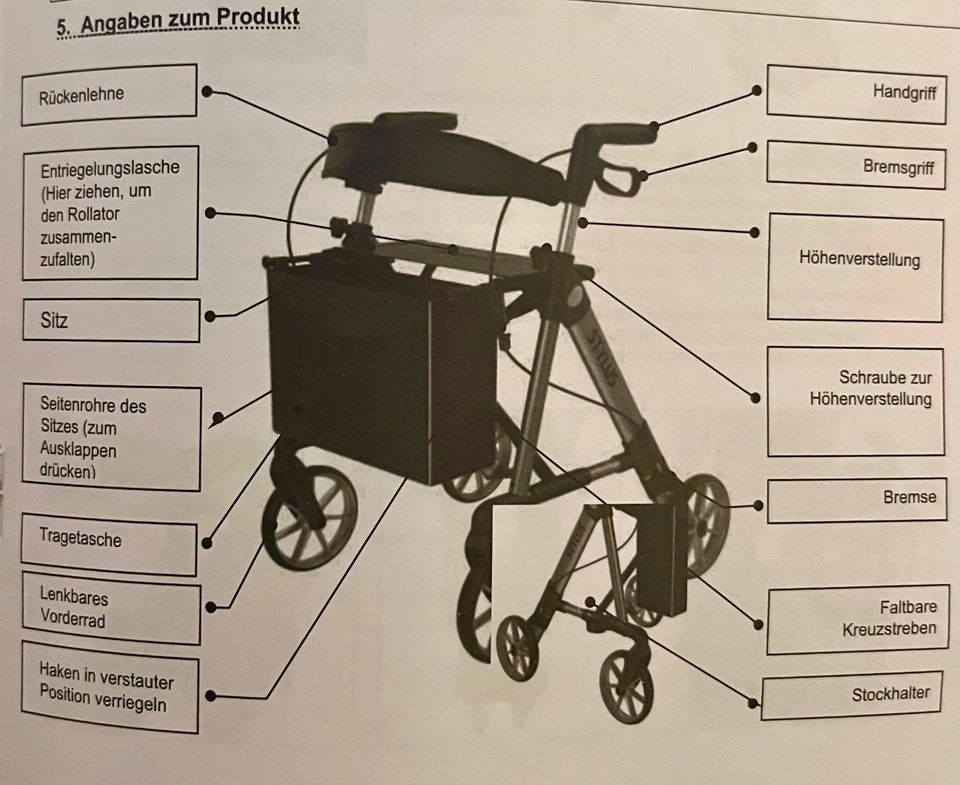 Neuer, unbenutzter und leichter Rollator STYLUS L in Rotenburg (Wümme)