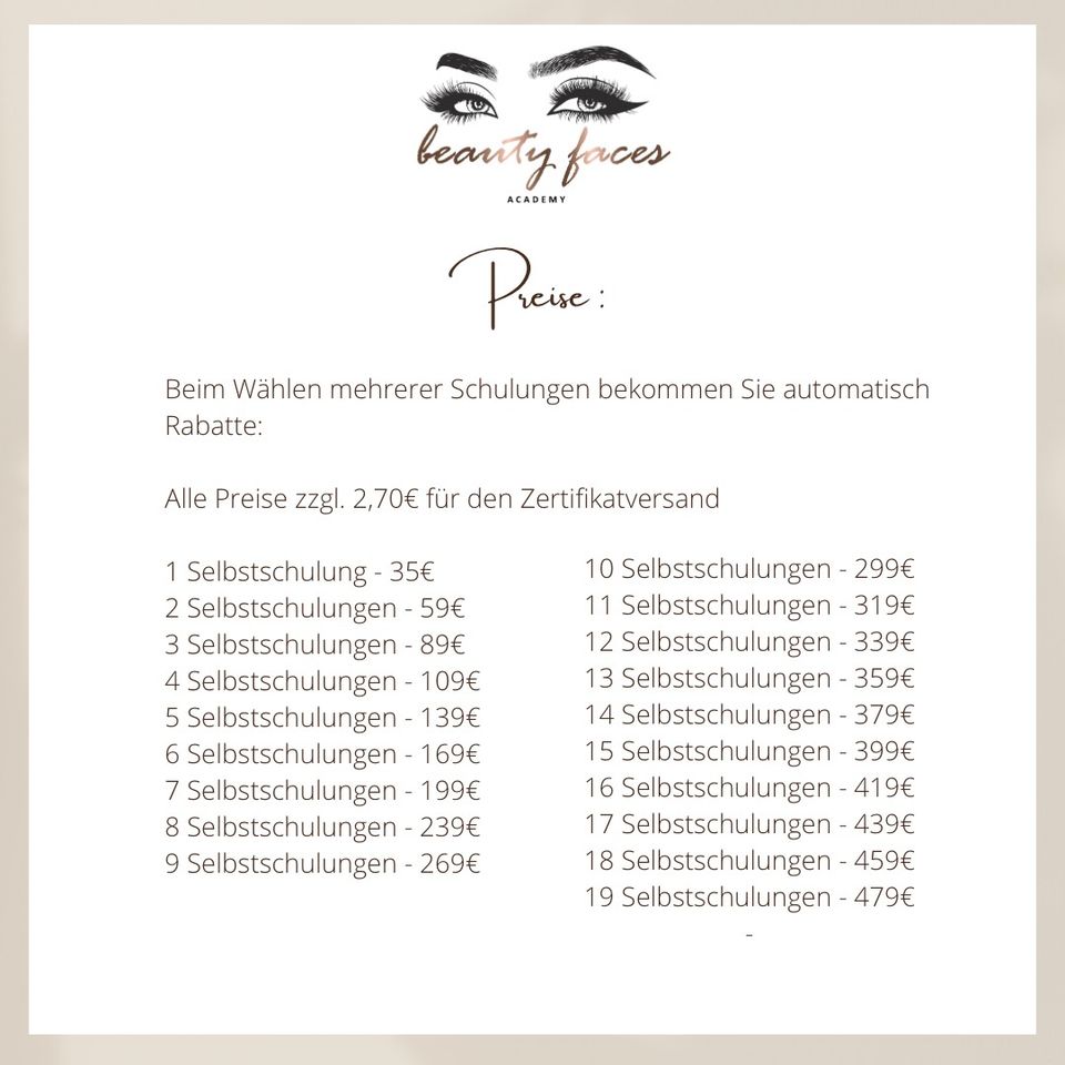 Beauty Seminare als Selbststudium inkl Zertifikat in Potsdam