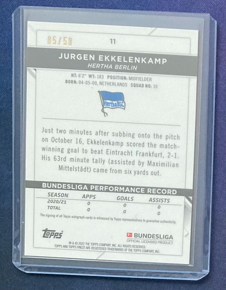 Topps Bundesliga Finest 21/22 Jurgen Ekkelenkamp autograph /50 in Harsewinkel