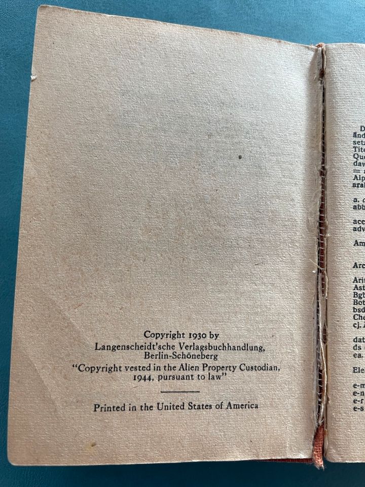 Wörterbuch von 1930 aus US Kriegsgefangenschaft 2. Weltkrieg in Ilmenau