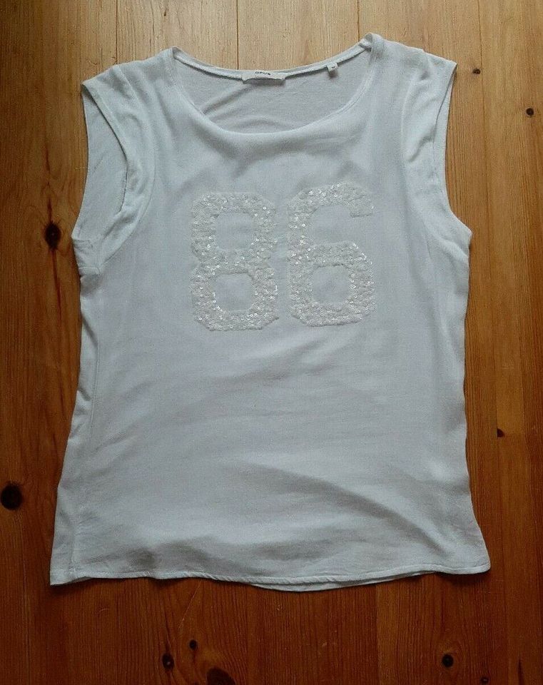 Opus T-Shirt Shirt Pailetten weiß 86 Gr 36 in Ratzeburg