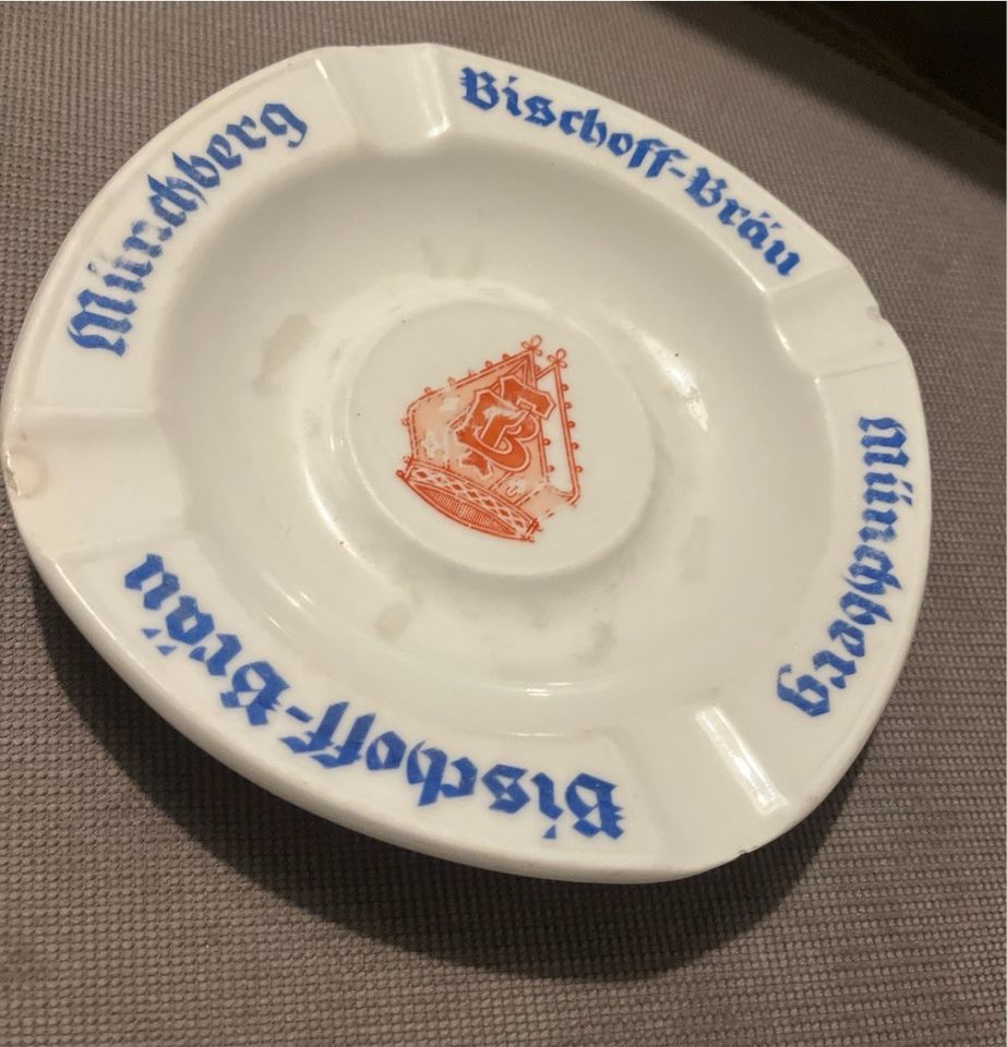 Aschenbecher Ashtray Bischoff Bräu Münchberg 18 cm in Schwarzenbach a d Saale