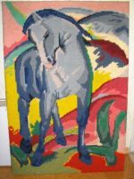 Stickbild Blaues Pferd Franz Marc Vintage Handarbeit Rheinland-Pfalz - Kronweiler Vorschau