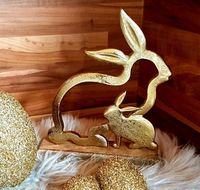 Ostern Hase auf Holz groß Metall gold WOHLFÜHLEN Bayern - Zapfendorf Vorschau