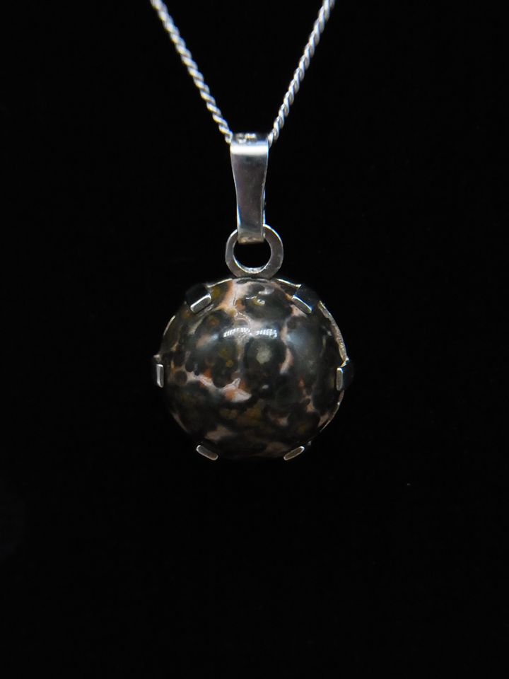 835 Silber Halskette Regenbogenbasalt  ca 45,5 cm Artnr. K.0798 in Amberg