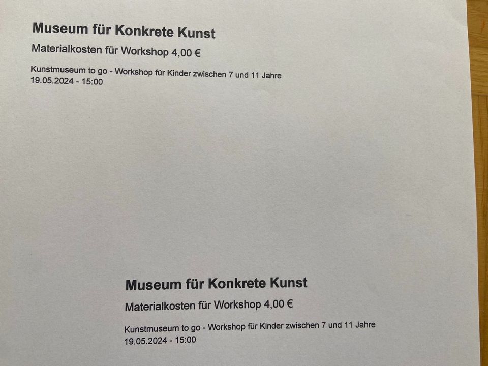 Kunstmuseum Workshop für Kinder 7-11Jahre heute 15:00 in Ingolstadt